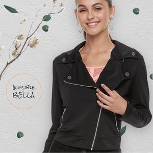 💖NWT Candie's Black Moto Knit Jacket L -item203-